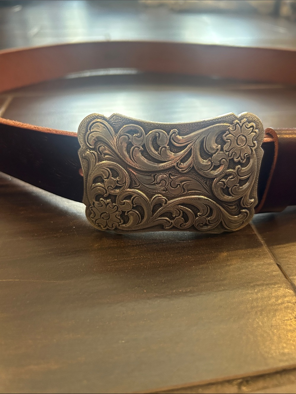 Belts Brown Leather Western Belt W Sliver Buckle NWOT